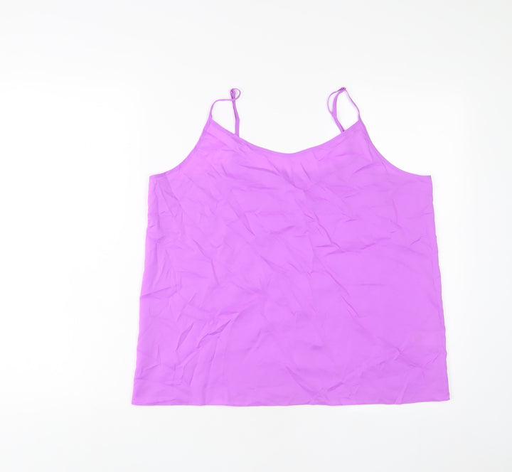 Marks and Spencer Womens Purple Polyester Basic Tank Size 14 V-Neck