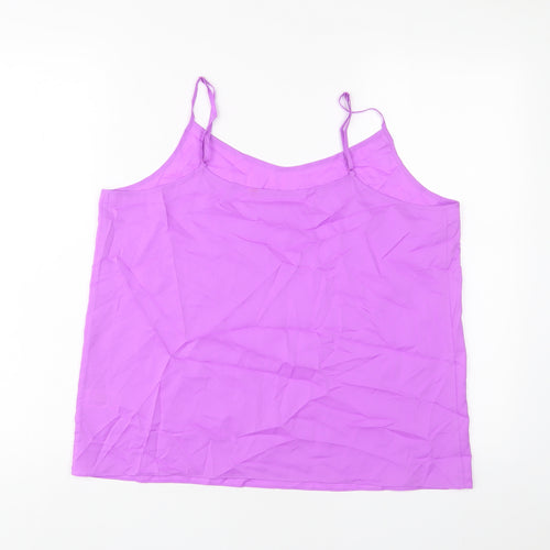 Marks and Spencer Womens Purple Polyester Basic Tank Size 14 V-Neck