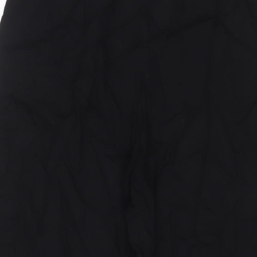 Pull&Bear Womens Black Viscose Trousers Size S L20 in Regular Tie - Belted