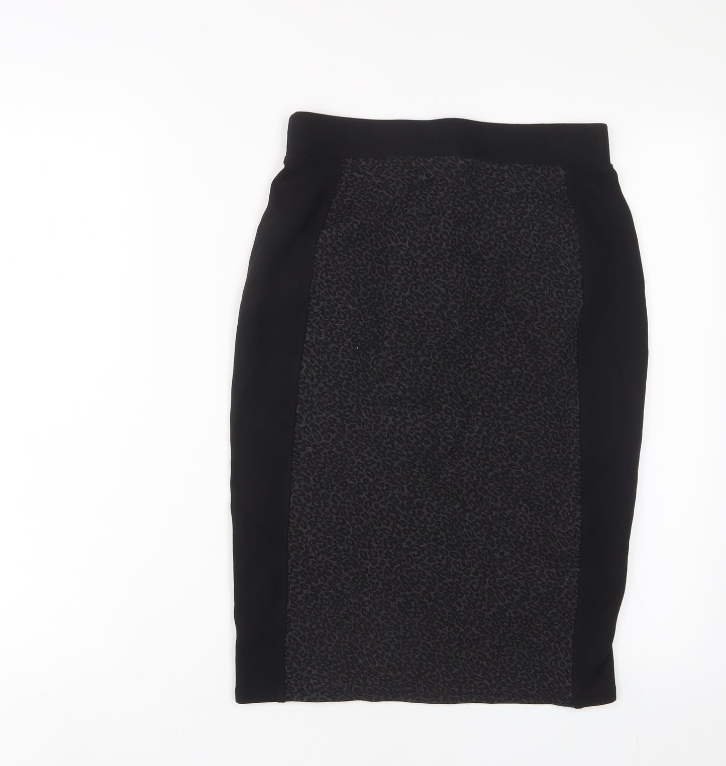 Marks and Spencer Womens Black Animal Print Viscose A-Line Skirt Size 8