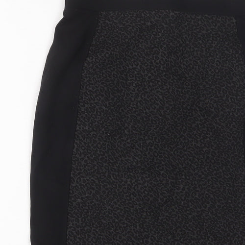 Marks and Spencer Womens Black Animal Print Viscose A-Line Skirt Size 8