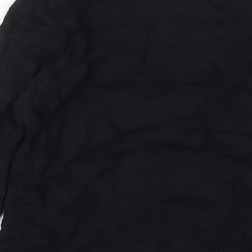 H&M Womens Black Viscose Basic Button-Up Size 8 Collared