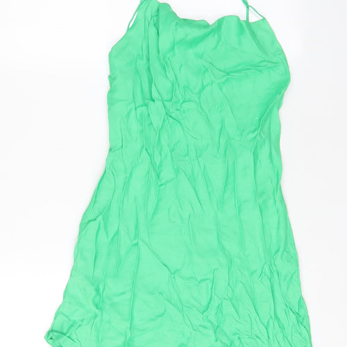 Zara Womens Green Polyester A-Line Size L Cowl Neck Pullover