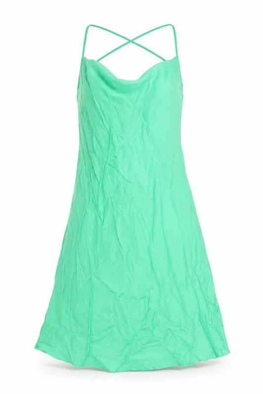Front view of Zara women’s green polyester a-line, size L, cowl neck pullover