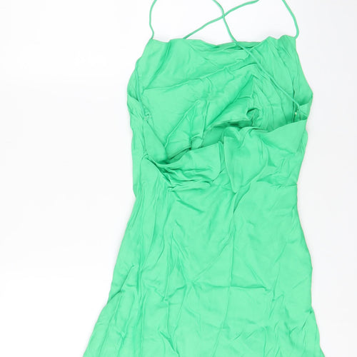 Zara Womens Green Polyester A-Line Size L Cowl Neck Pullover
