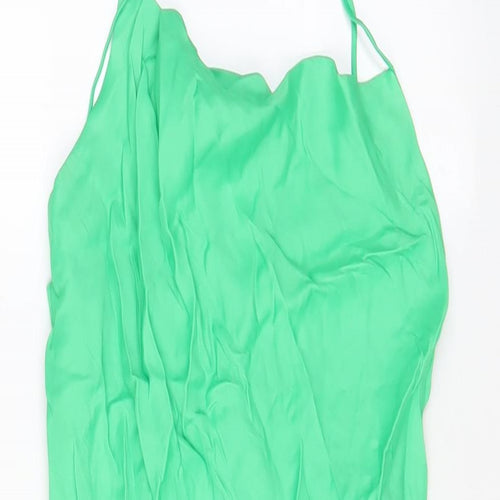 Zara Womens Green Polyester A-Line Size L Cowl Neck Pullover