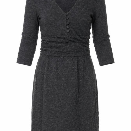 Oleana Womens Grey Acrylic A-Line Size XS V-Neck Pullover - Buttons