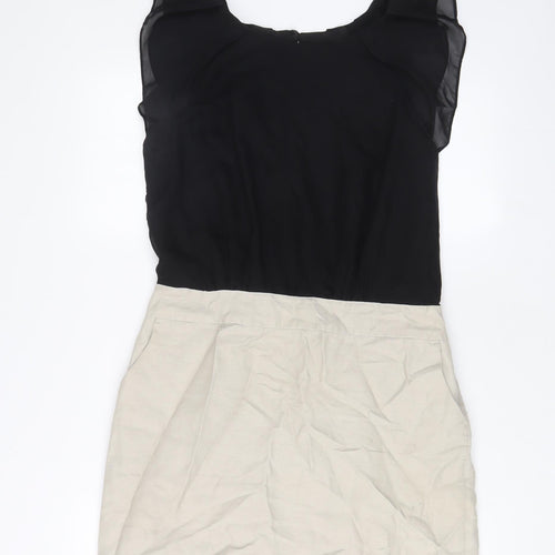 NEXT Womens Beige Polyester Sheath Size 12 Scoop Neck Button