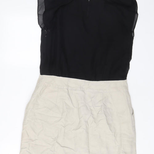 NEXT Womens Beige Polyester Sheath Size 12 Scoop Neck Button