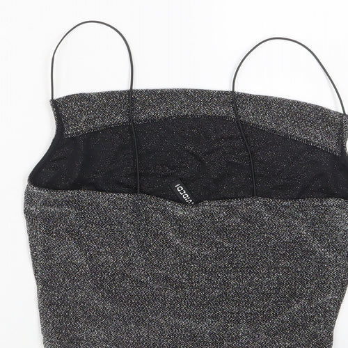 H&M Womens Silver Polyester Cropped Tank Size S Square Neck - Sparkle