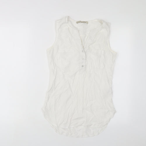 NEXT Womens White Viscose Basic Tank Size 6 V-Neck