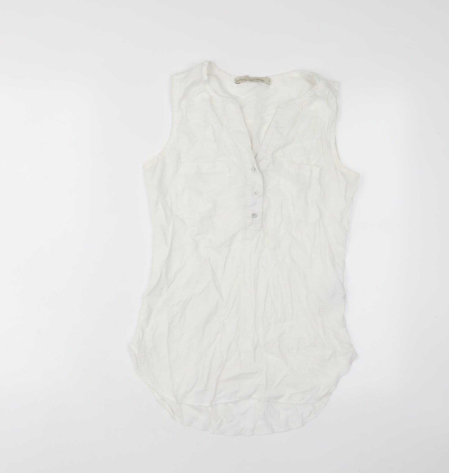 NEXT Womens White Viscose Basic Tank Size 6 V-Neck