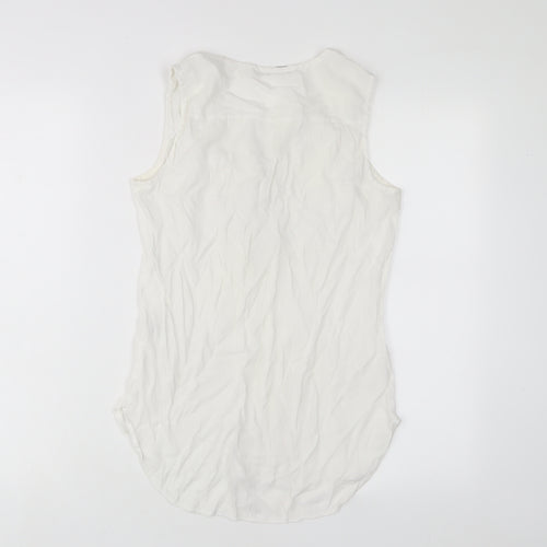 NEXT Womens White Viscose Basic Tank Size 6 V-Neck