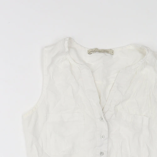 NEXT Womens White Viscose Basic Tank Size 6 V-Neck