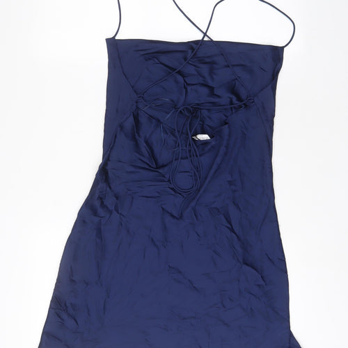 Stradivarius Womens Blue Polyester A-Line Size M Cowl Neck Pullover