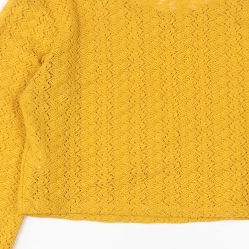 Zara Womens Yellow Polyester Cropped T-Shirt Size S Crew Neck