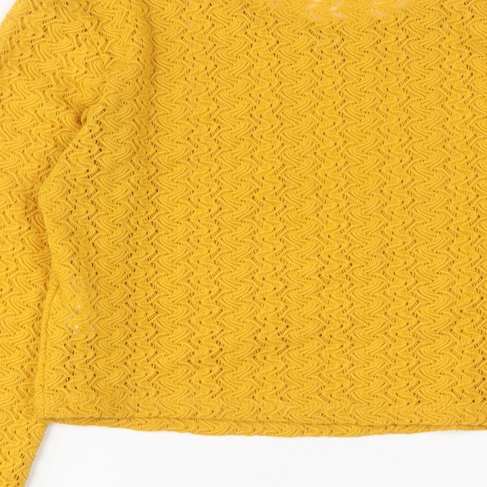 Zara Womens Yellow Polyester Cropped T-Shirt Size S Crew Neck