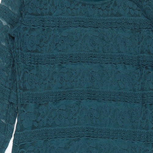 Marks and Spencer Womens Blue Polyamide A-Line Size 12 Scoop Neck Zip