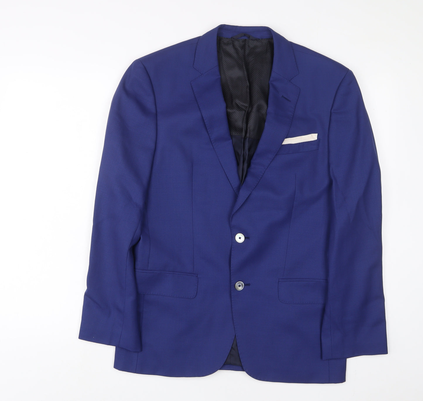 HUGO BOSS Mens Blue Wool Jacket Suit Jacket Size 38 Regular - Inside pockets