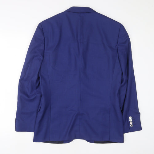 HUGO BOSS Mens Blue Wool Jacket Suit Jacket Size 38 Regular - Inside pockets