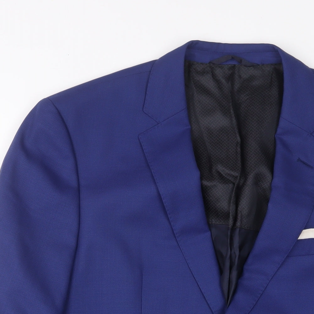 HUGO BOSS Mens Blue Wool Jacket Suit Jacket Size 38 Regular - Inside pockets