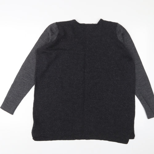 Marks and Spencer Womens Grey V-Neck Wool Pullover Jumper Size 18