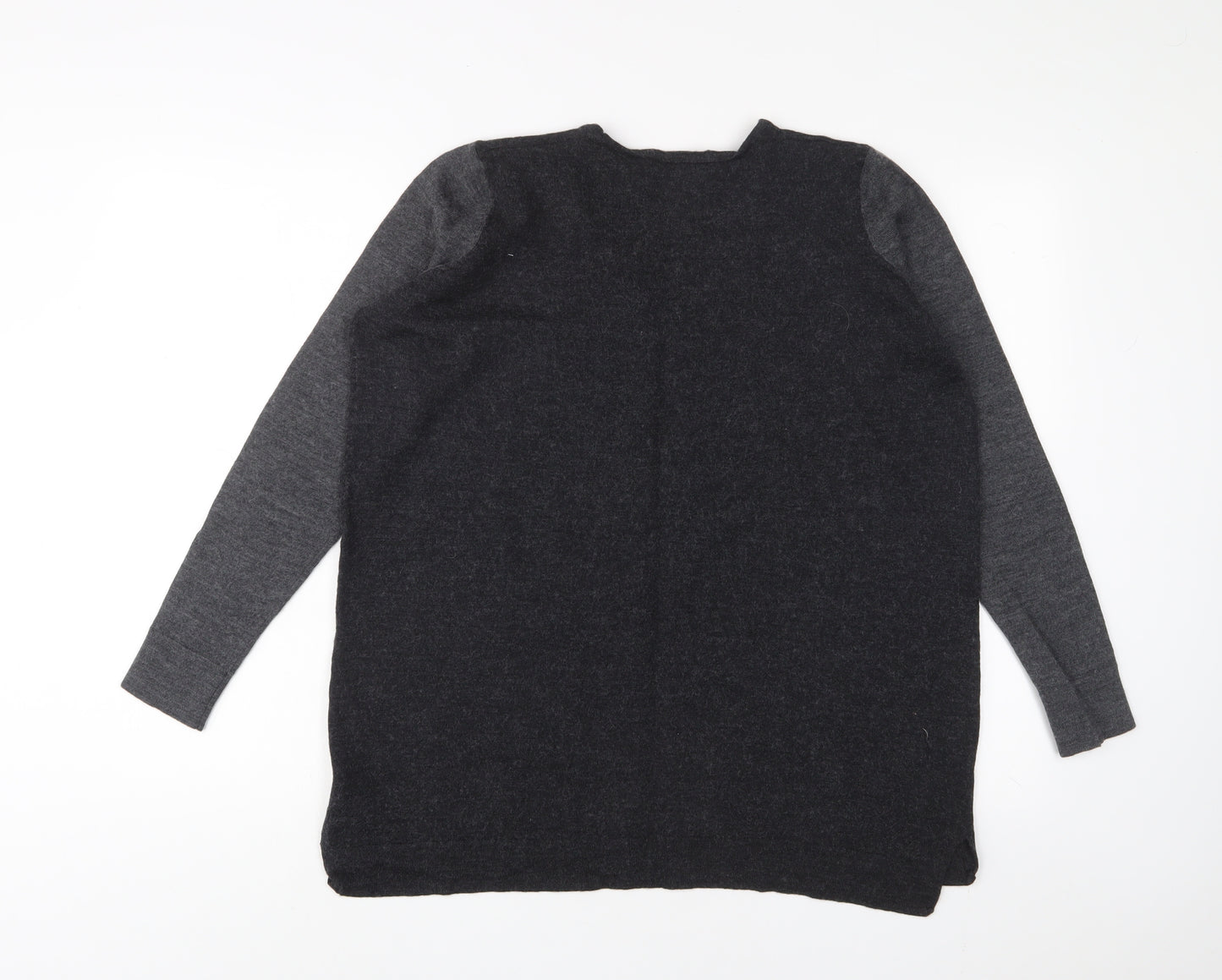 Marks and Spencer Womens Grey V-Neck Wool Pullover Jumper Size 18