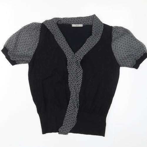 Marks and Spencer Womens Black Collared Polyester Pullover Jumper Size 14