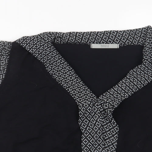 Marks and Spencer Womens Black Collared Polyester Pullover Jumper Size 14