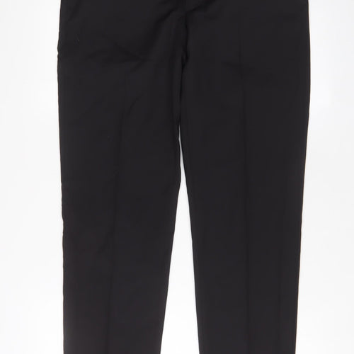 Autograph Mens Black Wool Trousers Size 32 in L33 in Regular Hook & Eye - Long Leg, Pockets