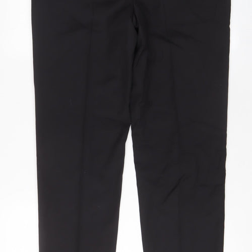 Autograph Mens Black Wool Trousers Size 32 in L33 in Regular Hook & Eye - Long Leg, Pockets