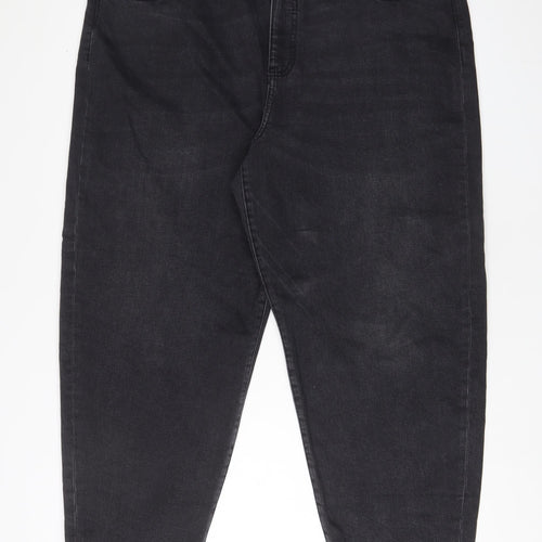 Per Una Womens Grey Cotton Mom Jeans Size 20 L28 in Regular Zip