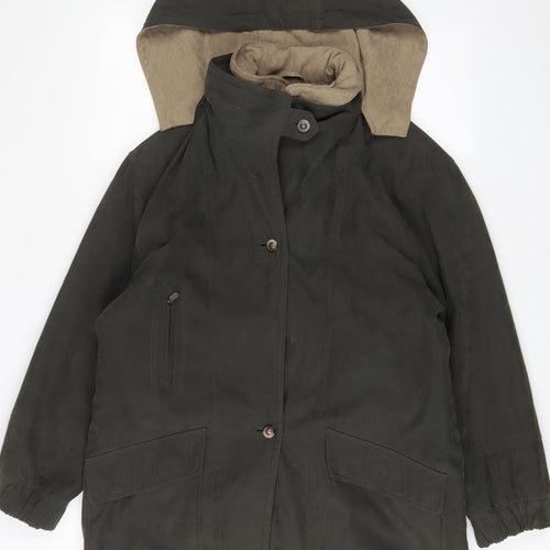 BHS Womens Green Jacket Coat Size 14 Zip - Pockets