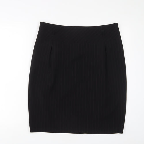 Planet Womens Black Striped Polyester A-Line Skirt Size 16 Zip