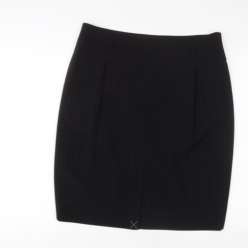 Planet Womens Black Striped Polyester A-Line Skirt Size 16 Zip