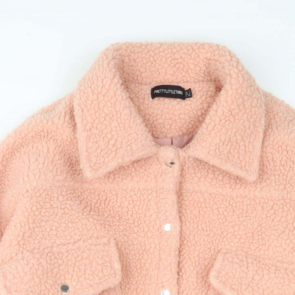 PRETTYLITTLETHING Womens Pink Jacket Size 8 Snap