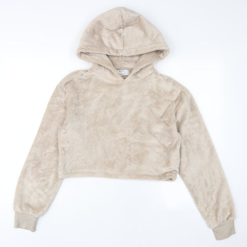Bershka Womens Brown Polyester Pullover Hoodie Size S Pullover
