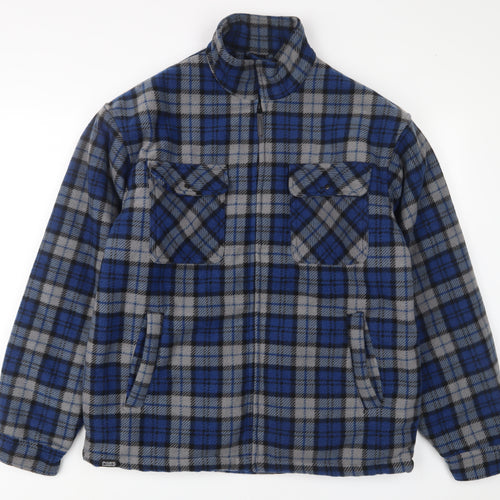 Fort Workwear Mens Blue Plaid Jacket Size L Zip - Pockets
