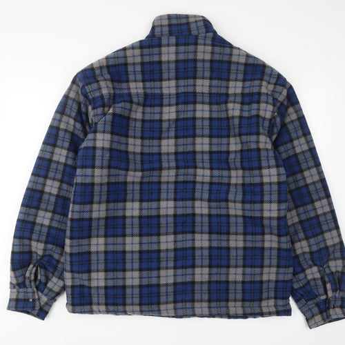 Fort Workwear Mens Blue Plaid Jacket Size L Zip - Pockets