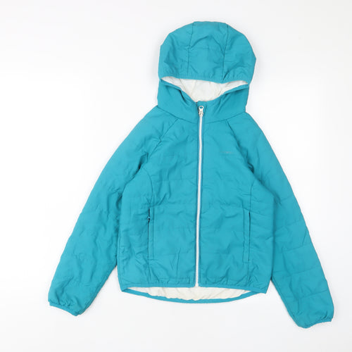 Craghoppers Girls Blue Basic Coat Coat Size 7-8 Years Zip - Pockets