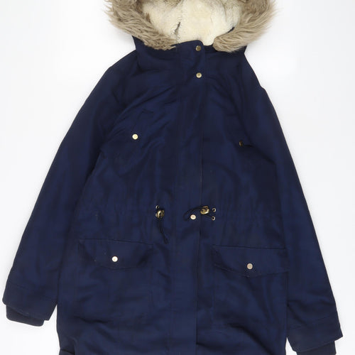 Oasis Womens Blue Parka Coat Size S Zip - Pockets