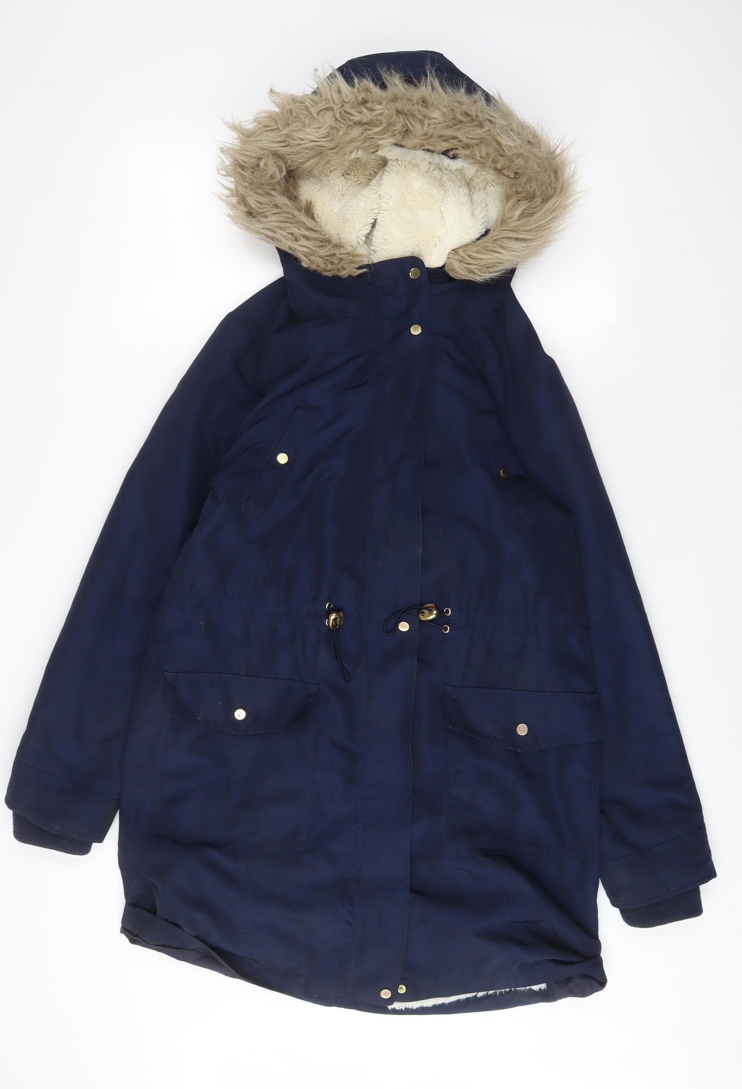 Oasis Womens Blue Parka Coat Size S Zip - Pockets