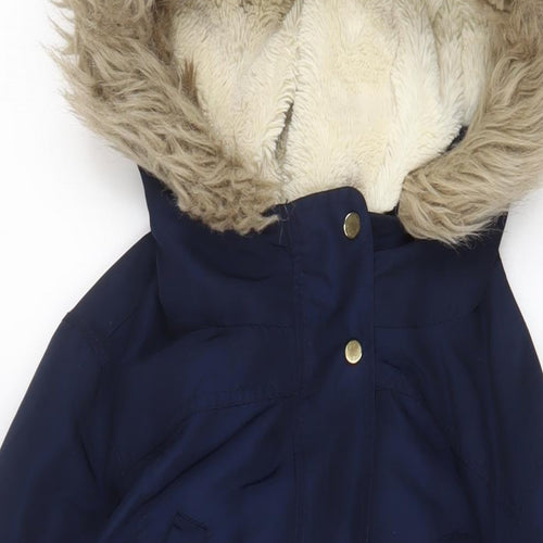 Oasis Womens Blue Parka Coat Size S Zip - Pockets