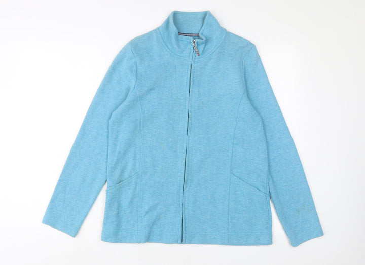 DASH Womens Blue Cotton Full Zip Sweatshirt Size 14 Zip
