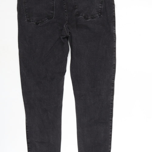 New Look Womens Grey Cotton Blend Straight Jeans Size 12 L26 in Regular Zip