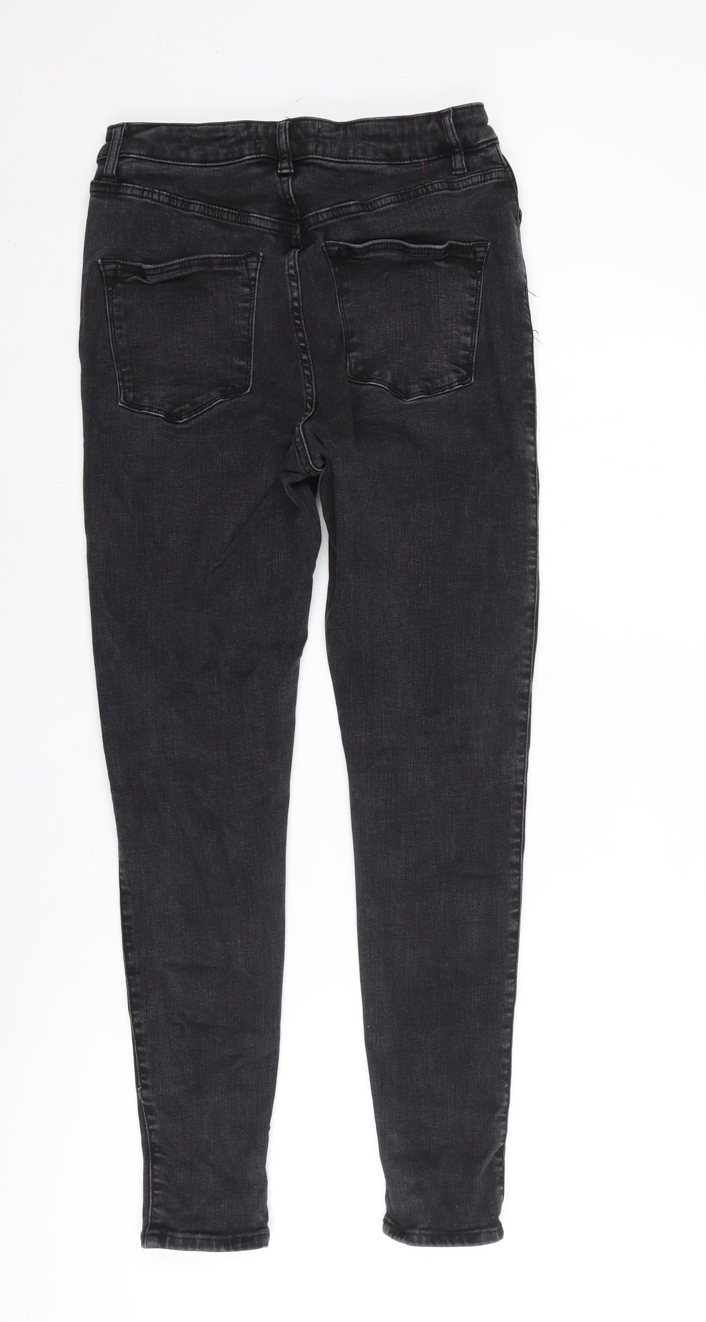 New Look Womens Grey Cotton Blend Straight Jeans Size 12 L26 in Regular Zip