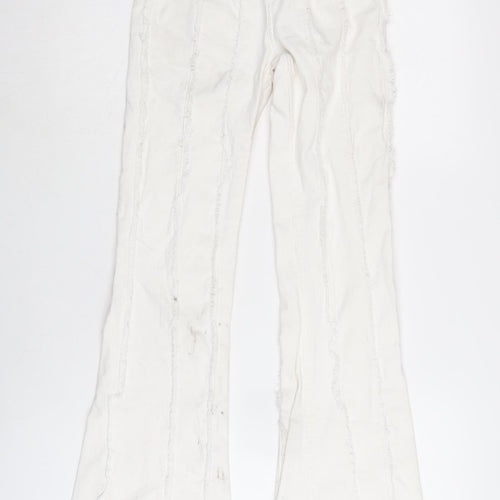Berksha Womens White Cotton Blend Flared Jeans Size 6 L32 in Regular Zip