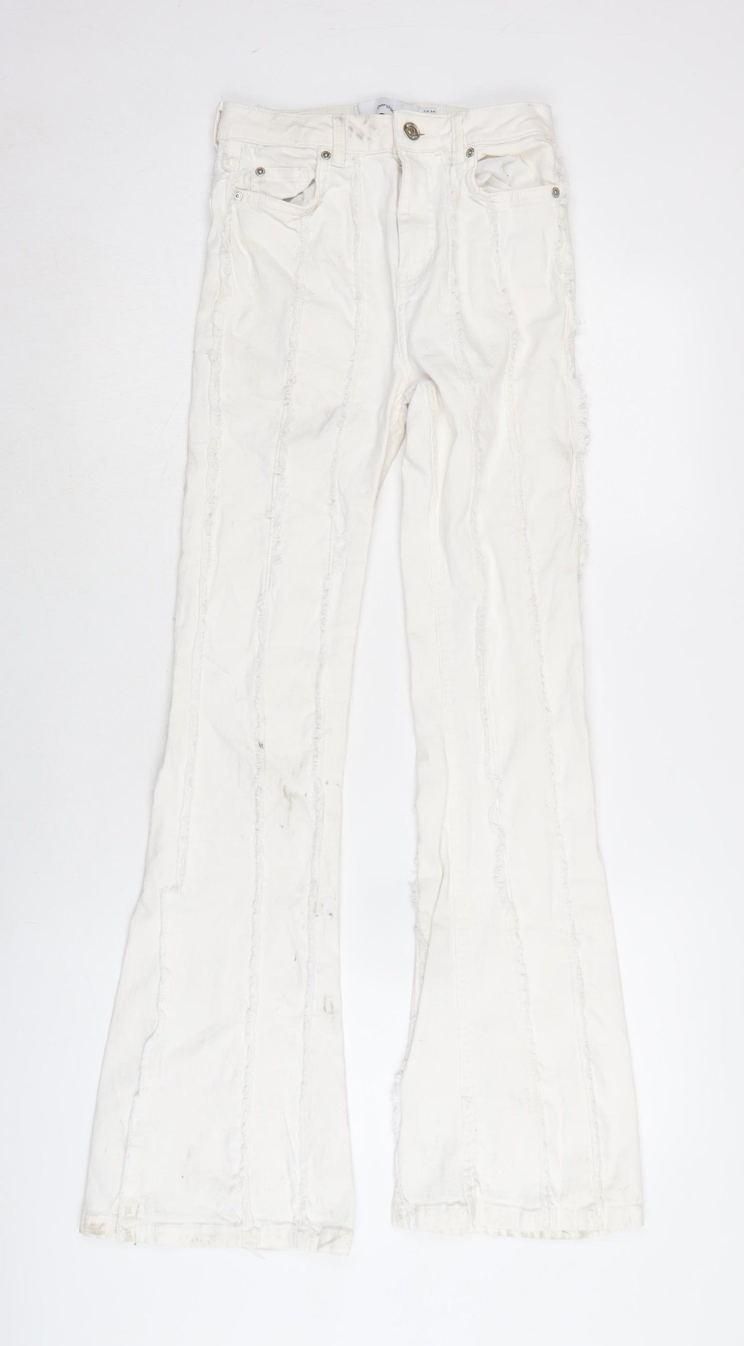 Berksha Womens White Cotton Blend Flared Jeans Size 6 L32 in Regular Zip
