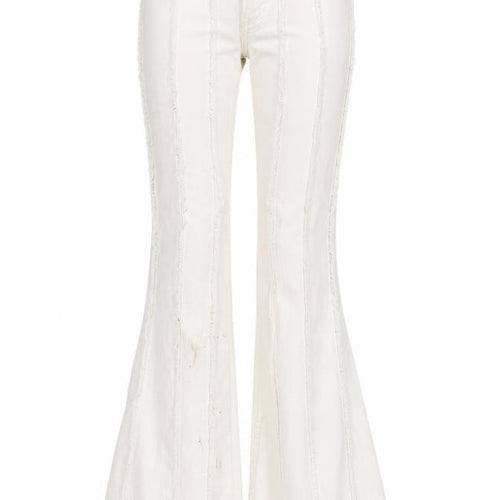 Berksha Womens White Cotton Blend Flared Jeans Size 6 L32 in Regular Zip