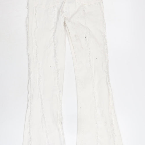 Berksha Womens White Cotton Blend Flared Jeans Size 6 L32 in Regular Zip